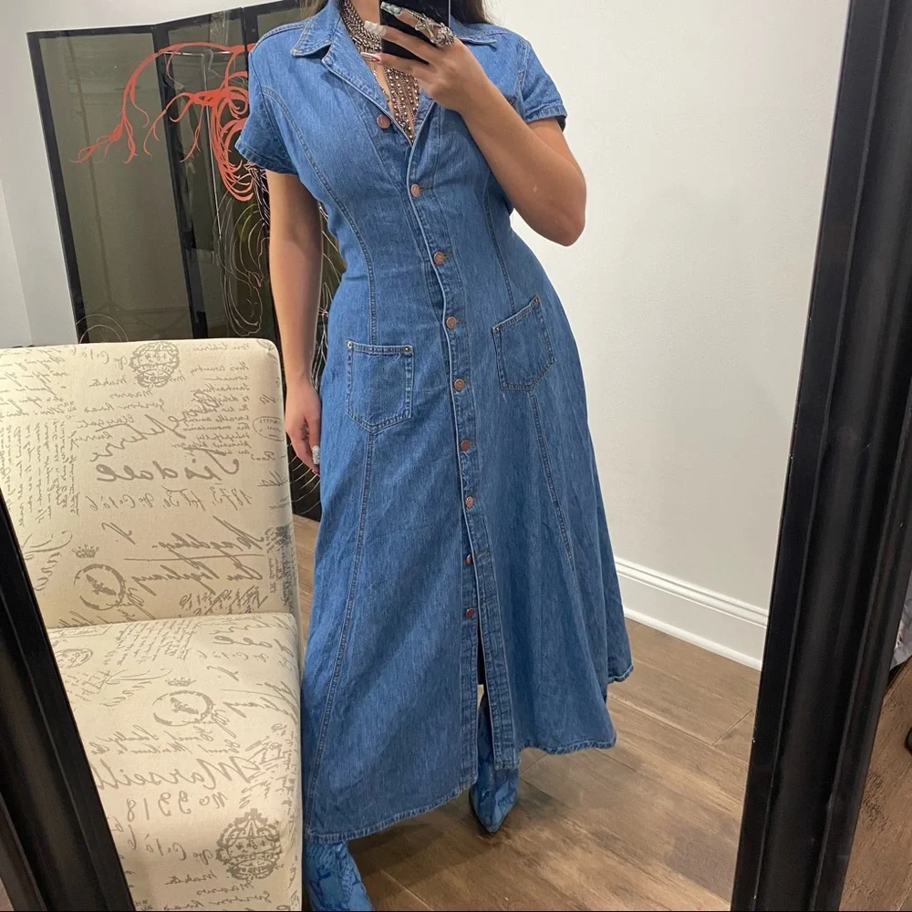 vintage denim maxi dress - Picture 6 of 7